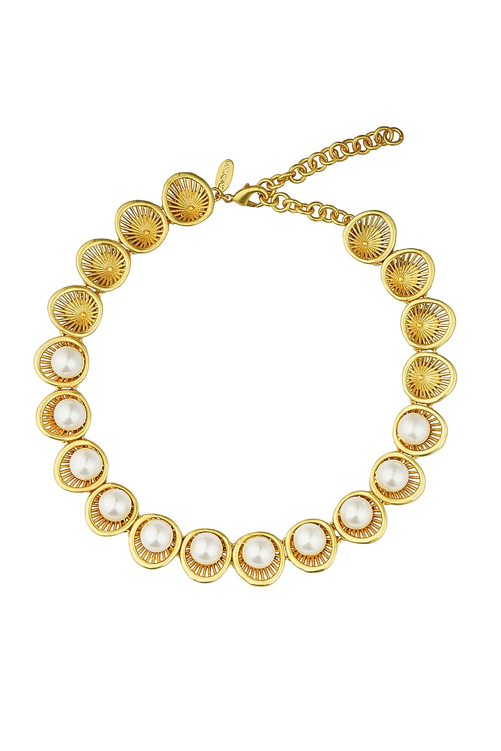 Gold Plated Shell Pearl Necklace by Zariin at Pernia's Pop Up Shop