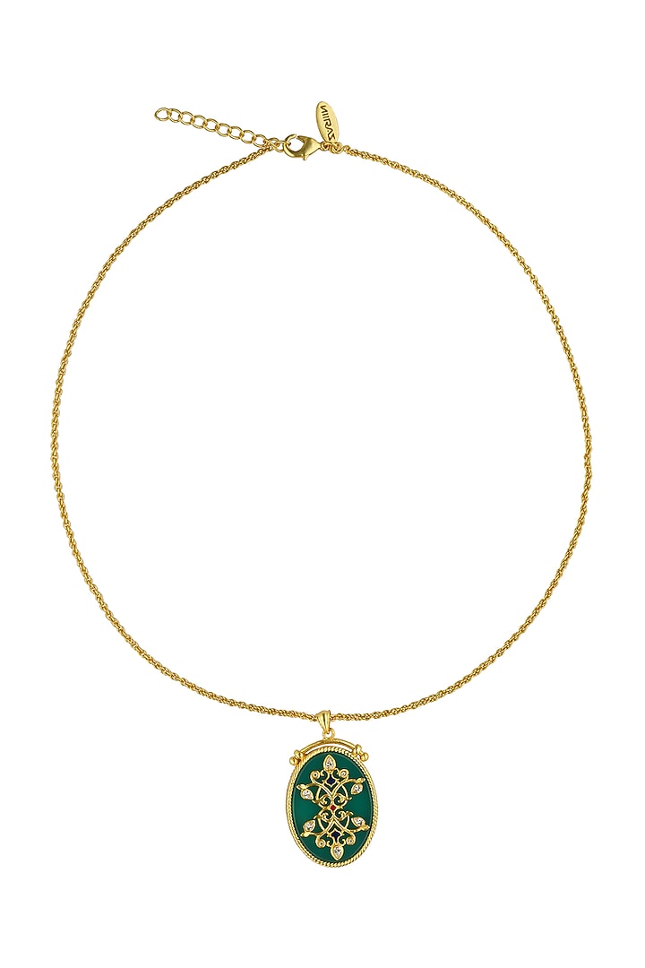 Gold Plated Green Onyx Pendant Necklace by Zariin at Pernia's Pop Up Shop