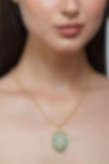 Gold Plated Green Onyx Pendant Necklace by Zariin at Pernia's Pop Up Shop