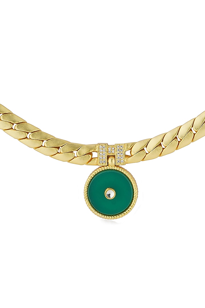 Gold Plated Green Onyx Pendant Necklace by Zariin at Pernia's Pop Up Shop