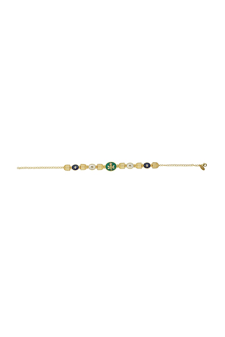 Gold Plated Green Onyx Enameled Choker Necklace by Zariin at Pernia's Pop Up Shop