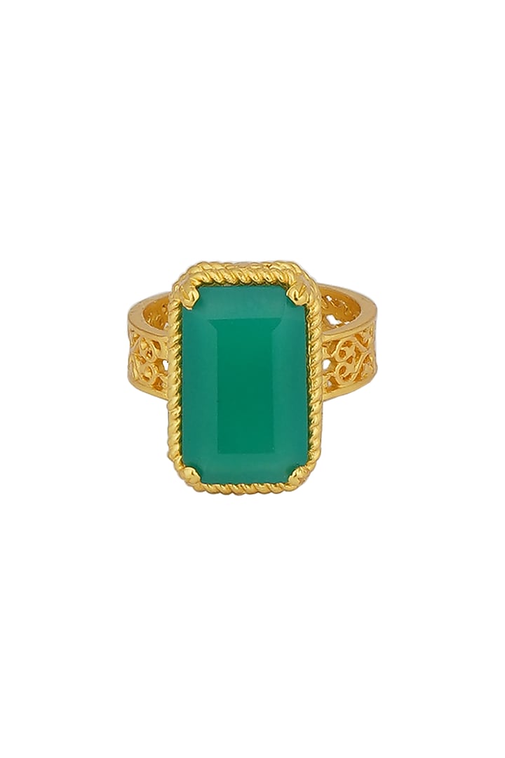 Gold Plated Green Onyx Ring by Zariin at Pernia's Pop Up Shop