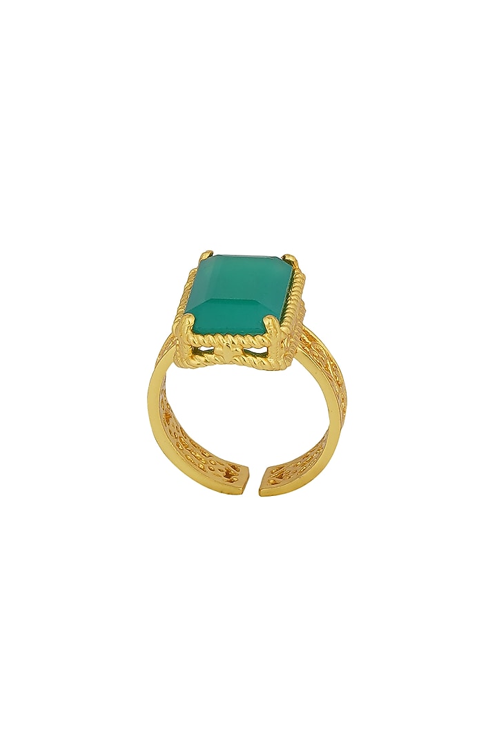 Gold Plated Green Onyx Ring by Zariin at Pernia's Pop Up Shop