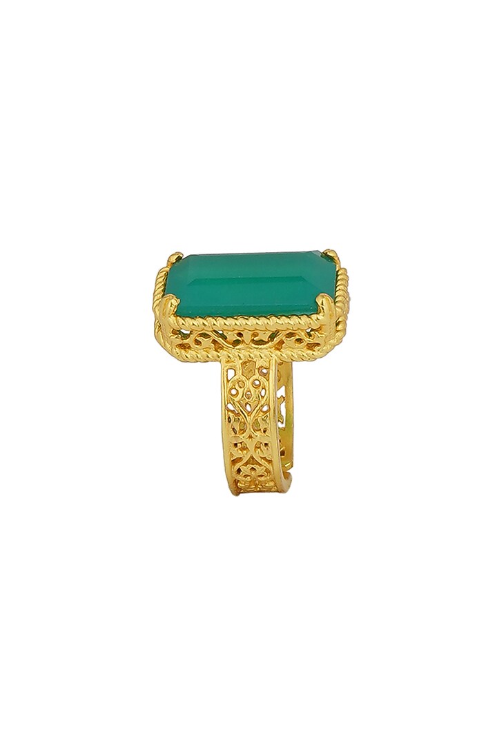 Gold Plated Green Onyx Ring by Zariin at Pernia's Pop Up Shop