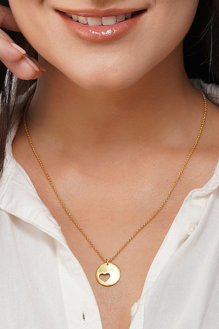 Gold Plated Heart Cut-Out Necklace by Zariin at Pernia's Pop Up Shop