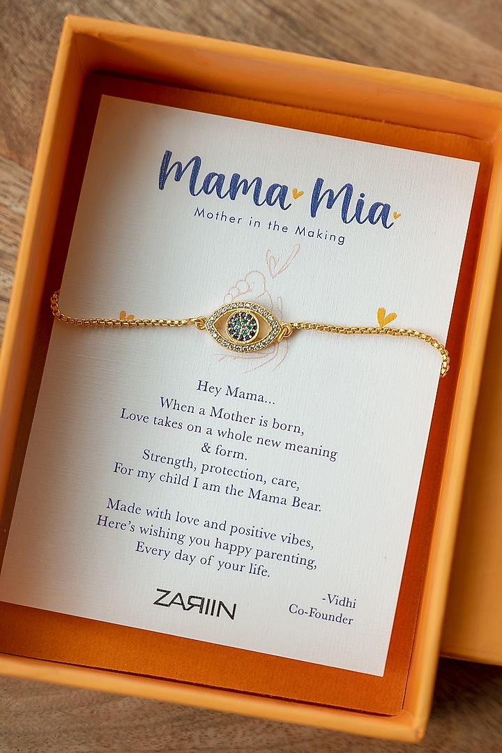 Gold Plated Cubic Zircon & Lapis Lazuli Evil Eye Bracelet by Zariin at Pernia's Pop Up Shop