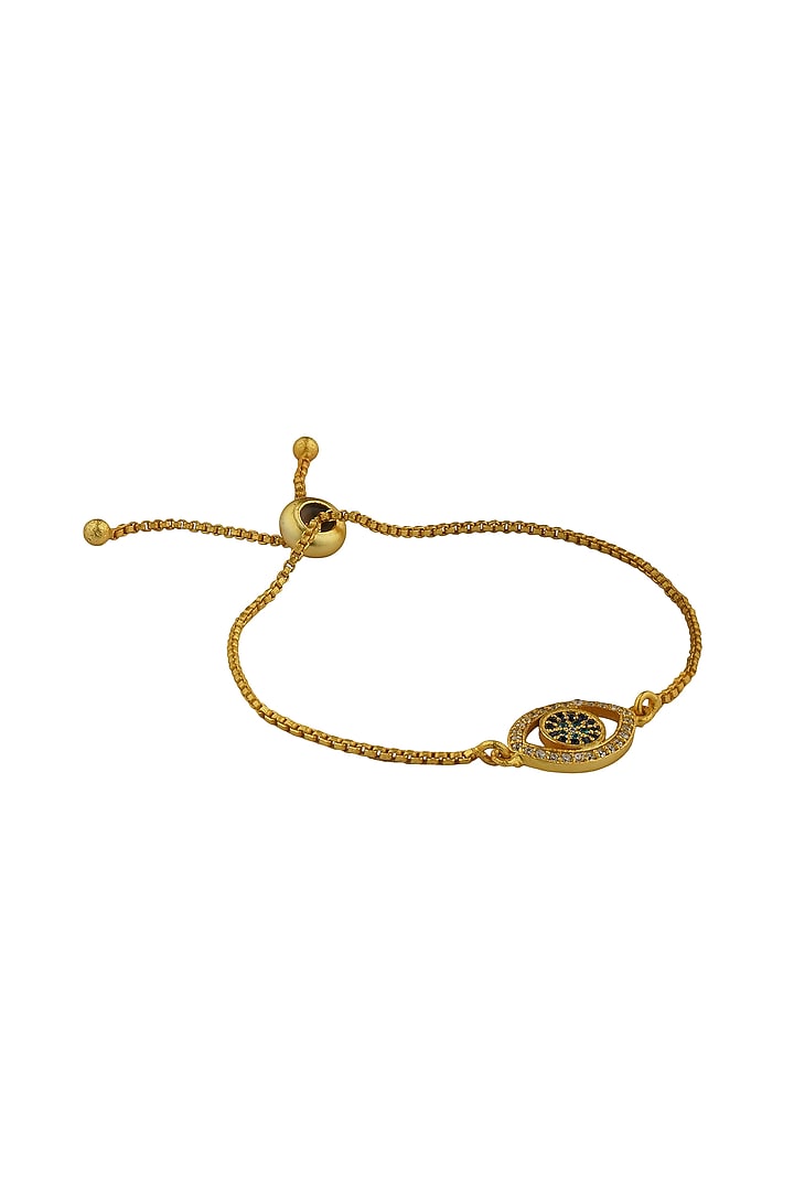 Gold Plated Cubic Zircon & Lapis Lazuli Evil Eye Bracelet by Zariin at Pernia's Pop Up Shop