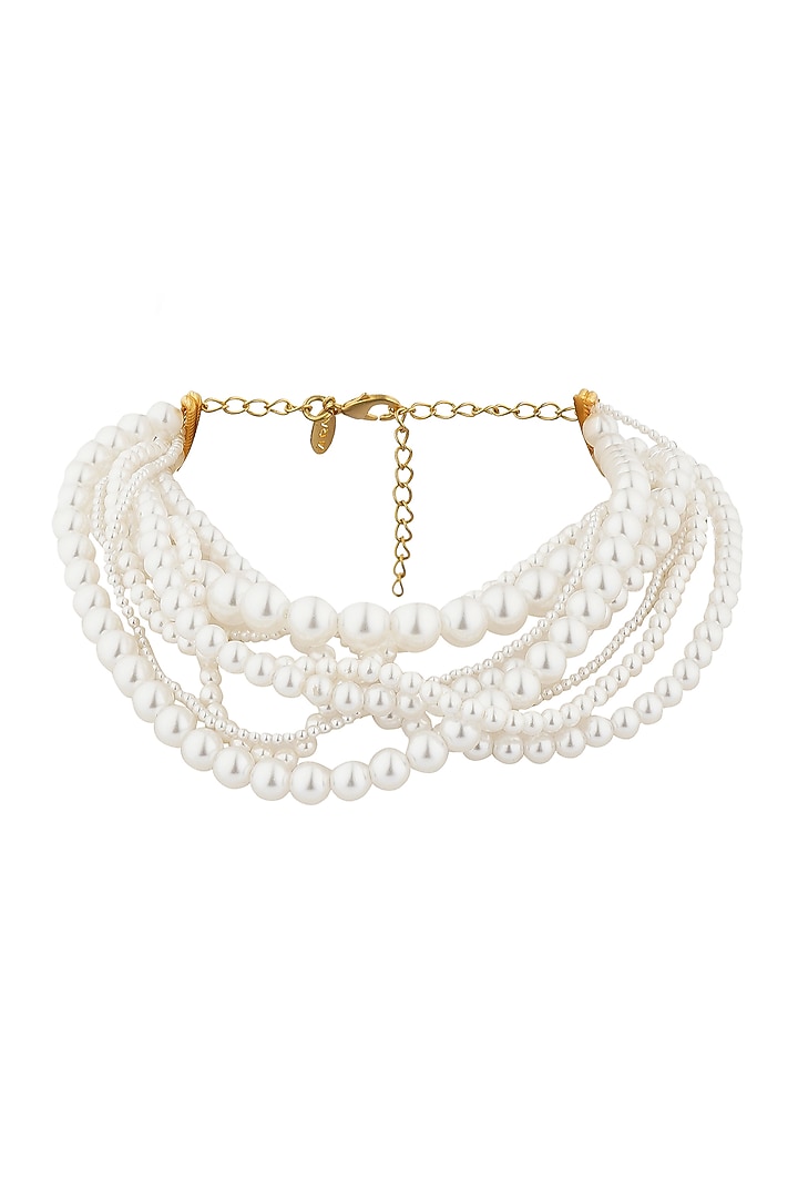Gold Finish Pearl Choker Necklace by Zariin at Pernia's Pop Up Shop