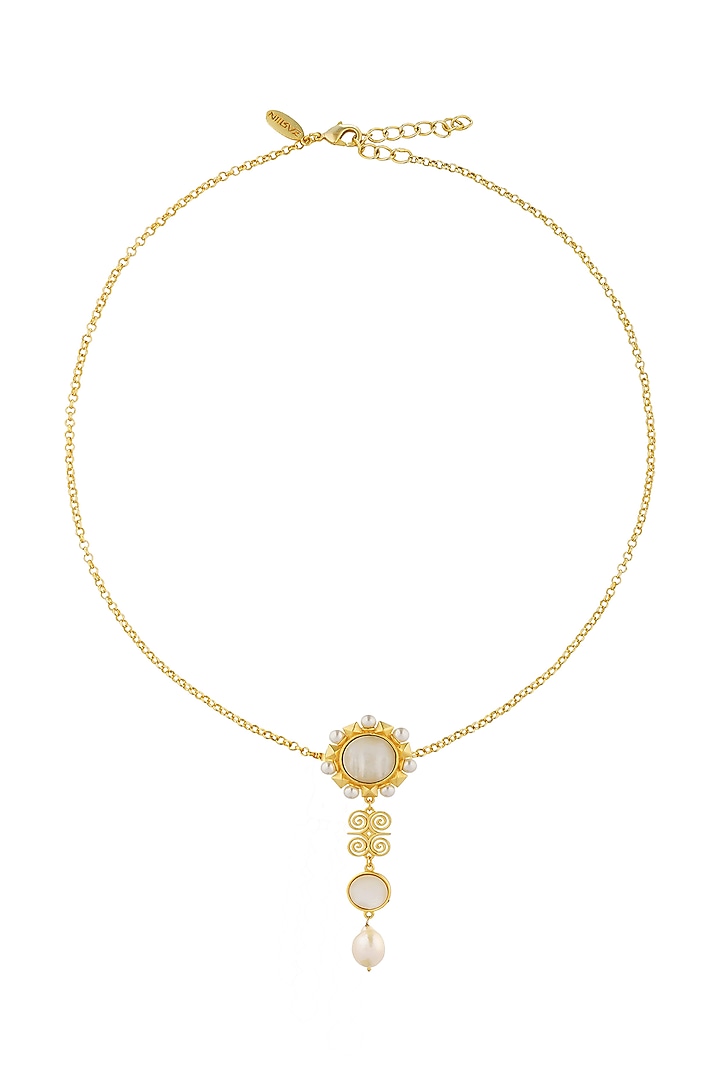 Gold Plated Pearl Pendant Necklace by Zariin at Pernia's Pop Up Shop