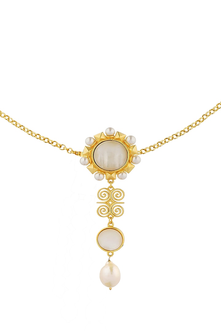 Gold Plated Pearl Pendant Necklace by Zariin at Pernia's Pop Up Shop