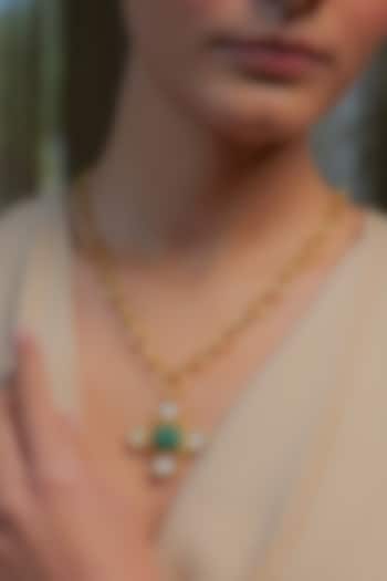 Gold Plated Pearl Pendant Necklace by Zariin at Pernia's Pop Up Shop