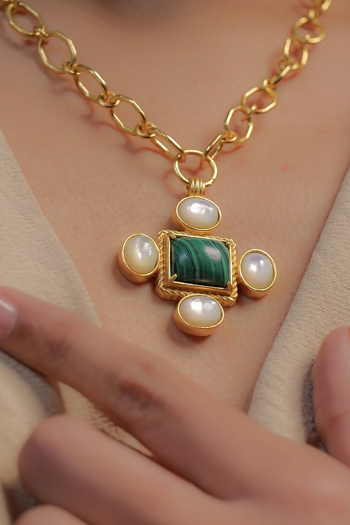 Gold Plated Pearl Pendant Necklace by Zariin at Pernia's Pop Up Shop
