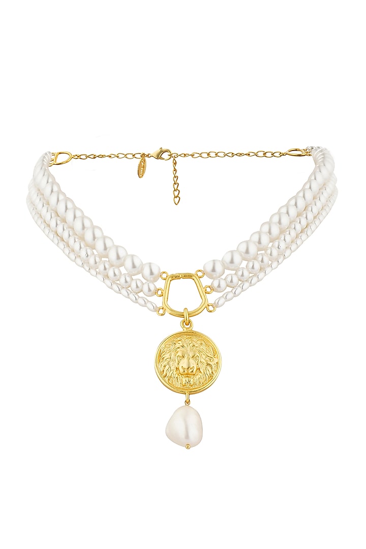 Gold Plated Baroque Pearl Drop Pendant Necklace by Zariin at Pernia's Pop Up Shop