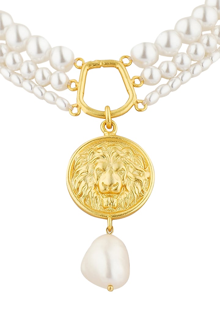 Gold Plated Baroque Pearl Drop Pendant Necklace by Zariin at Pernia's Pop Up Shop