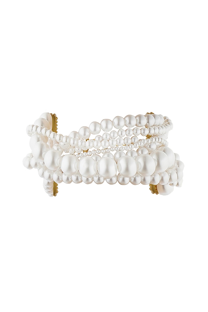 Gold Finish Pearl Layered Bracelet by Zariin at Pernia's Pop Up Shop