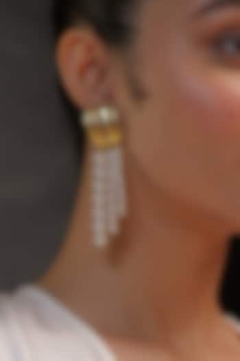 Gold Plated Pearl Strand Earrings by Zariin at Pernia's Pop Up Shop