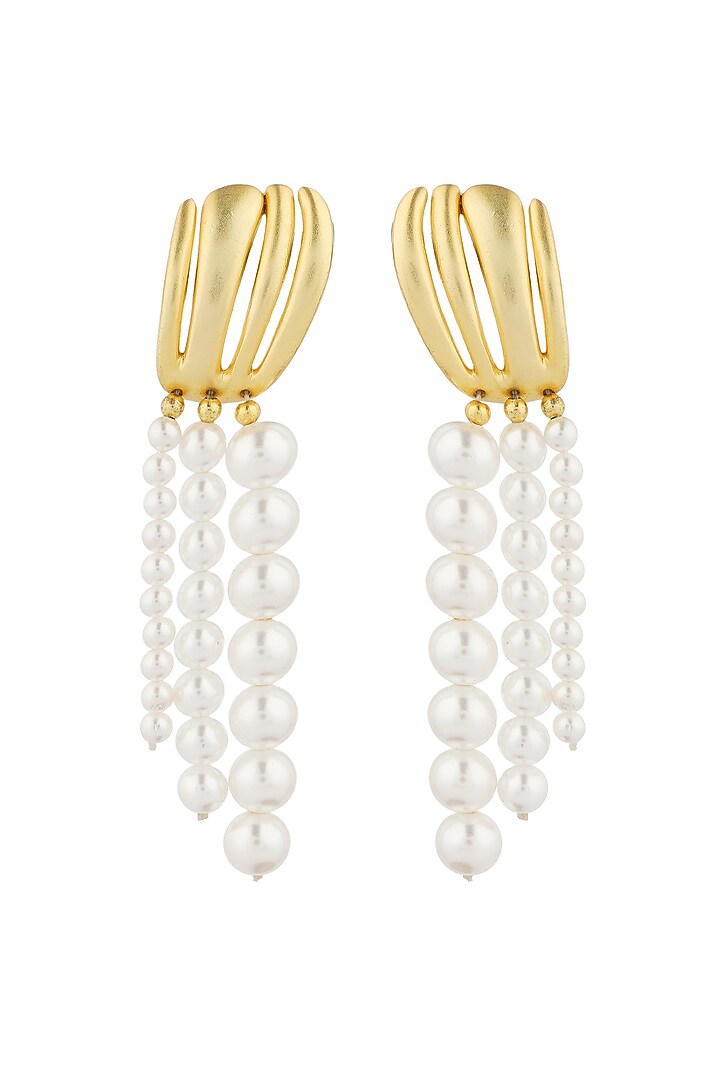 Gold Plated Pearl Strand Earrings by Zariin at Pernia's Pop Up Shop