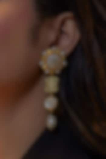Gold Plated Pearl Earrings by Zariin at Pernia's Pop Up Shop