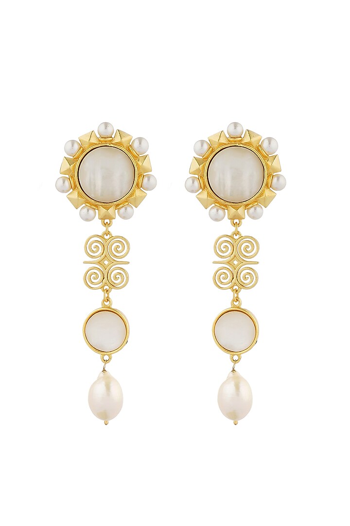 Gold Plated Pearl Earrings by Zariin at Pernia's Pop Up Shop