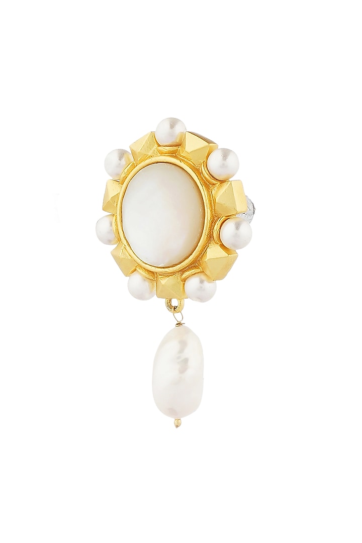 Gold Plated Pearl Earrings by Zariin at Pernia's Pop Up Shop