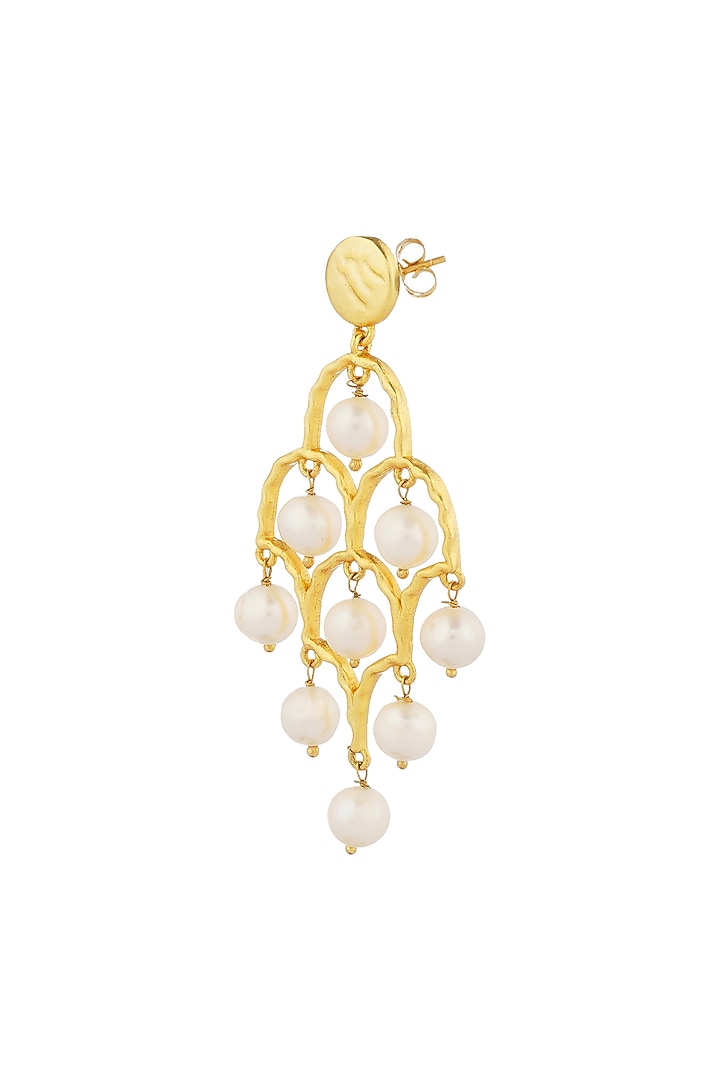 Gold Plated Pearl Drop Earrings by Zariin at Pernia's Pop Up Shop