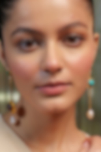 Gold Plated Pearl & Turquoise Malachite Earrings by Zariin at Pernia's Pop Up Shop