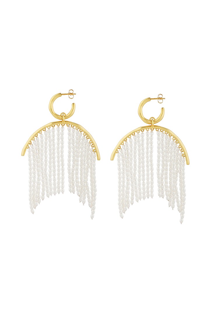 Gold Plated Pearl Hoop Earrings by Zariin at Pernia's Pop Up Shop
