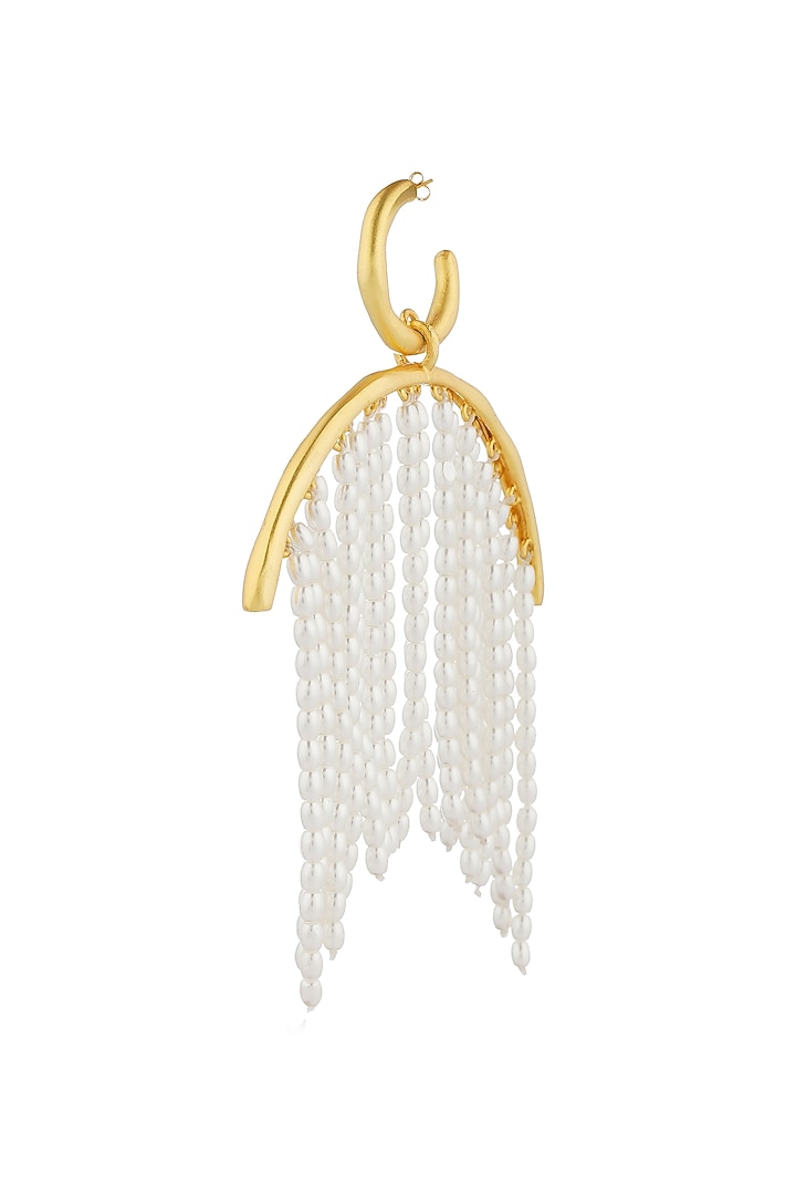 Gold Plated Pearl Hoop Earrings by Zariin at Pernia's Pop Up Shop