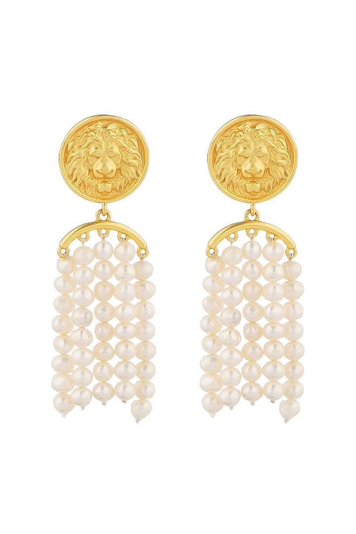 Gold Plated Pearl & Coin Earrings by Zariin at Pernia's Pop Up Shop