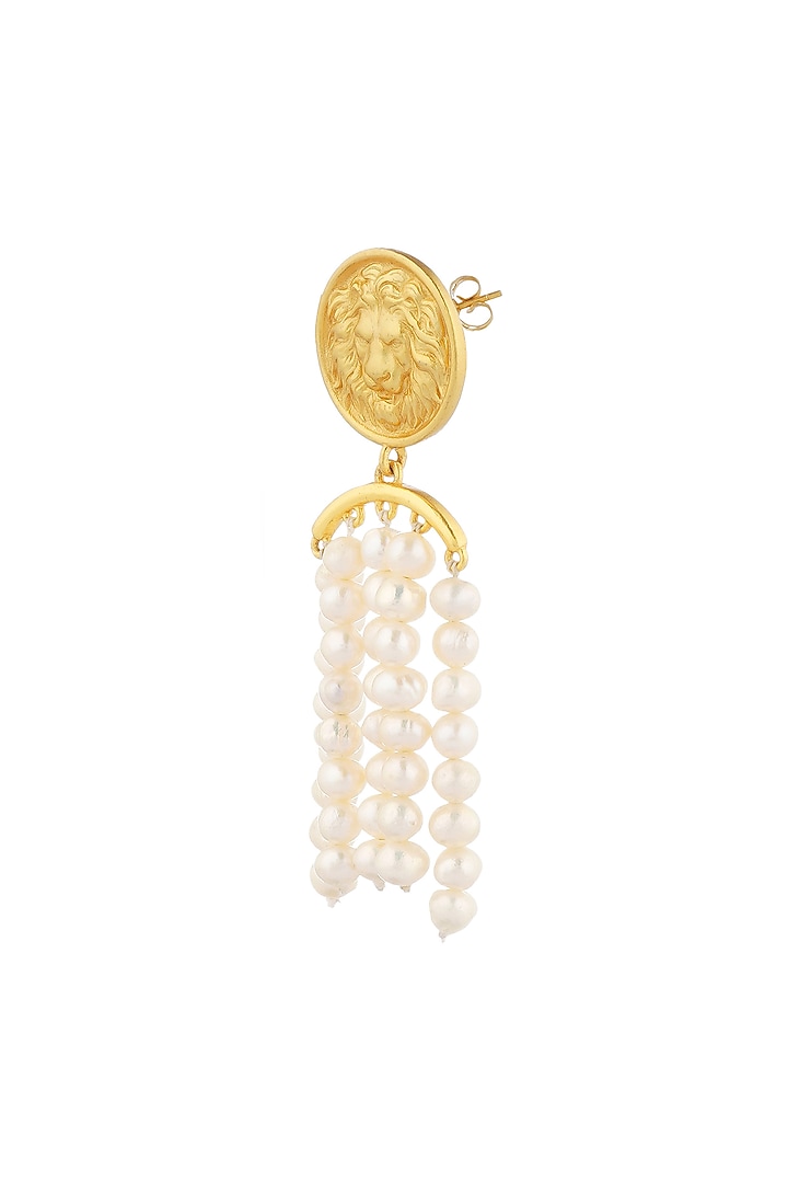 Gold Plated Pearl & Coin Earrings by Zariin at Pernia's Pop Up Shop