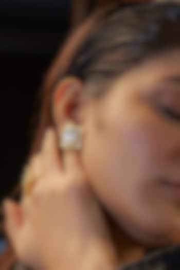 Gold Plated Pearl Stud Earrings by Zariin at Pernia's Pop Up Shop