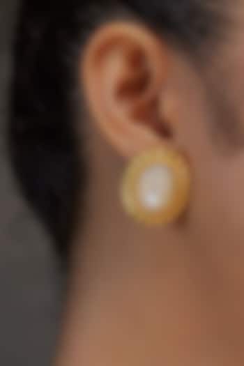 Gold Plated Pearl Stud Earrings by Zariin at Pernia's Pop Up Shop