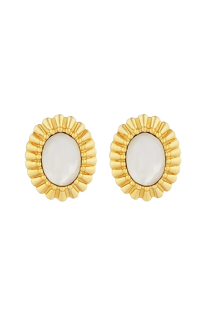Gold Plated Pearl Stud Earrings by Zariin at Pernia's Pop Up Shop