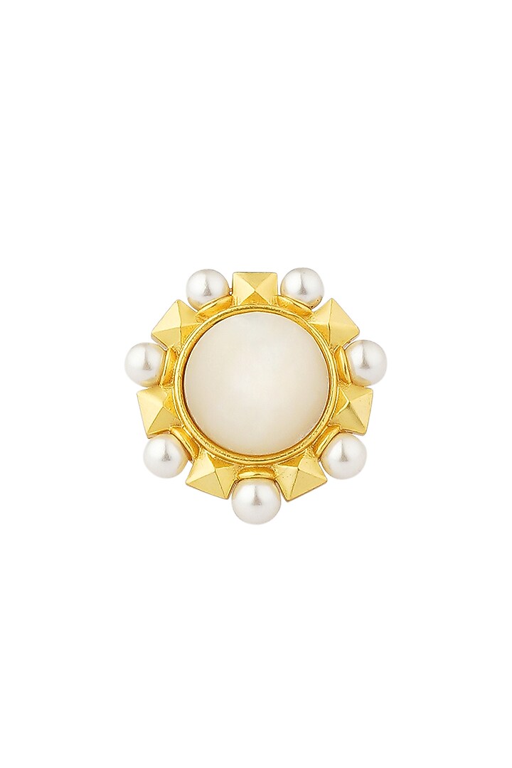 Gold Plated Pearl Adjustable Ring by Zariin at Pernia's Pop Up Shop
