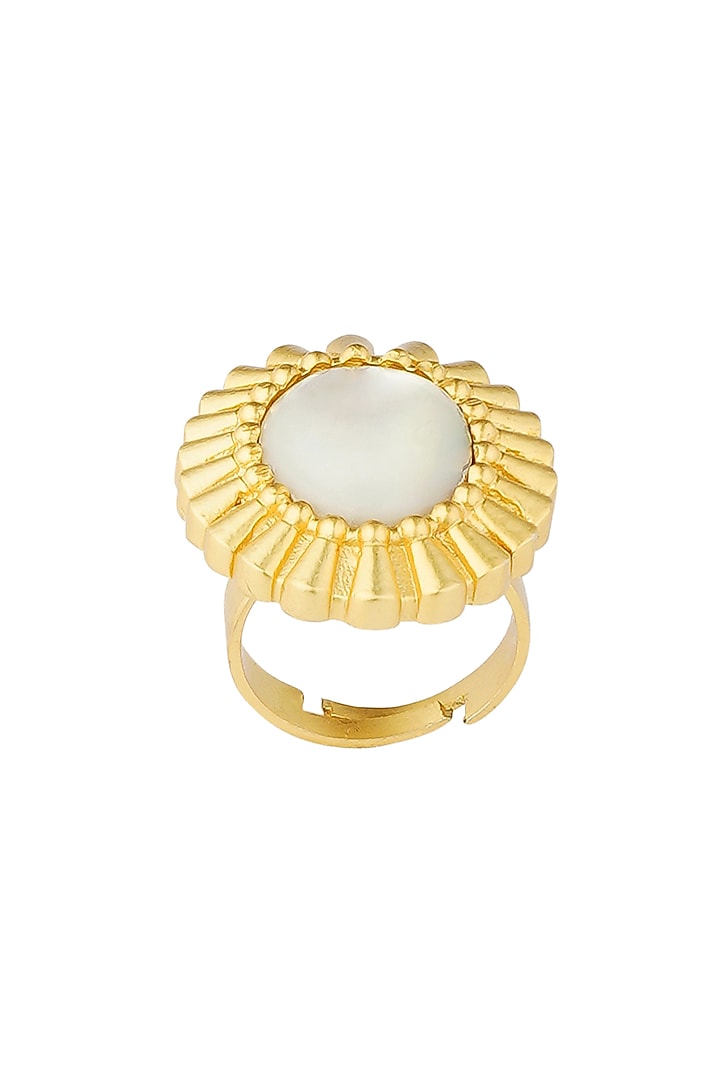 Gold Plated Gemstone Adjustable Ring by Zariin at Pernia's Pop Up Shop