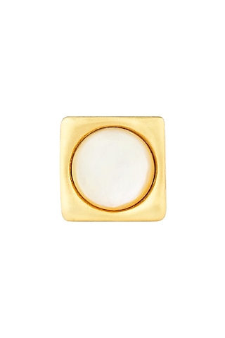 Gold Plated Pearl Adjustable Ring by Zariin