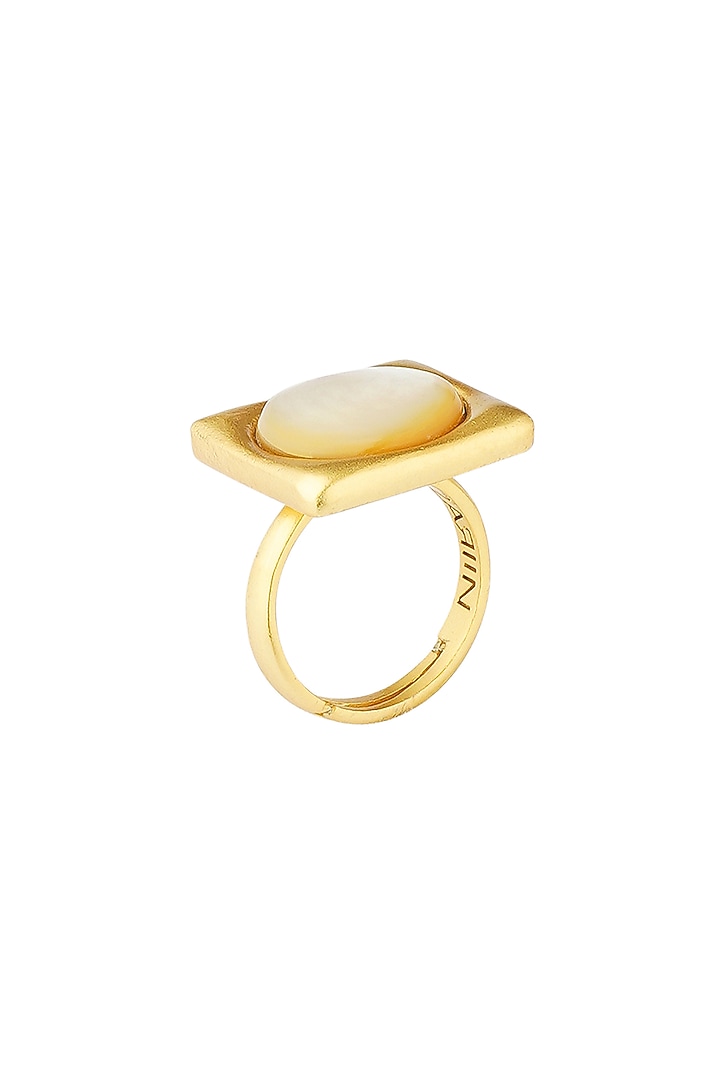 Gold Plated Pearl Adjustable Ring by Zariin at Pernia's Pop Up Shop