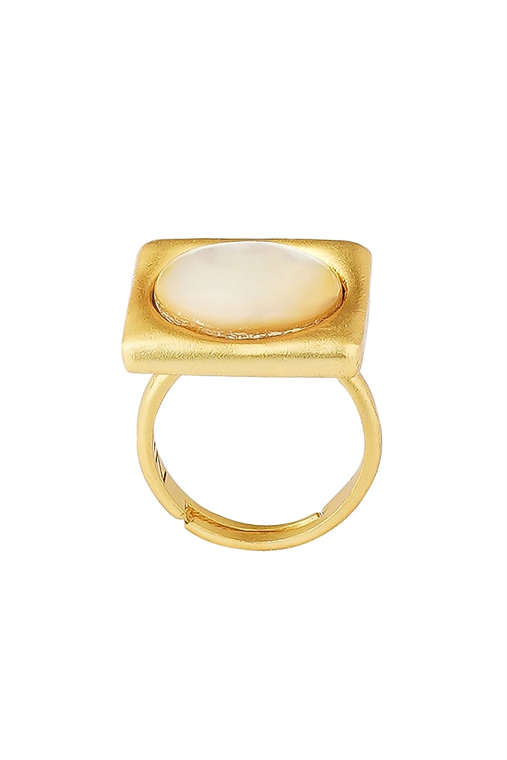 Gold Plated Pearl Adjustable Ring by Zariin at Pernia's Pop Up Shop