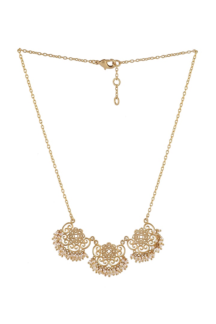 Gold Plated Pearl Necklace Set In Gift Box by Zariin at Pernia's Pop Up Shop