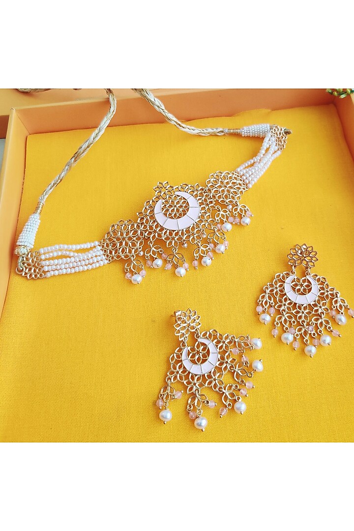 Gold Plated Motifs Necklace Set In Gift Box by Zariin at Pernia's Pop Up Shop