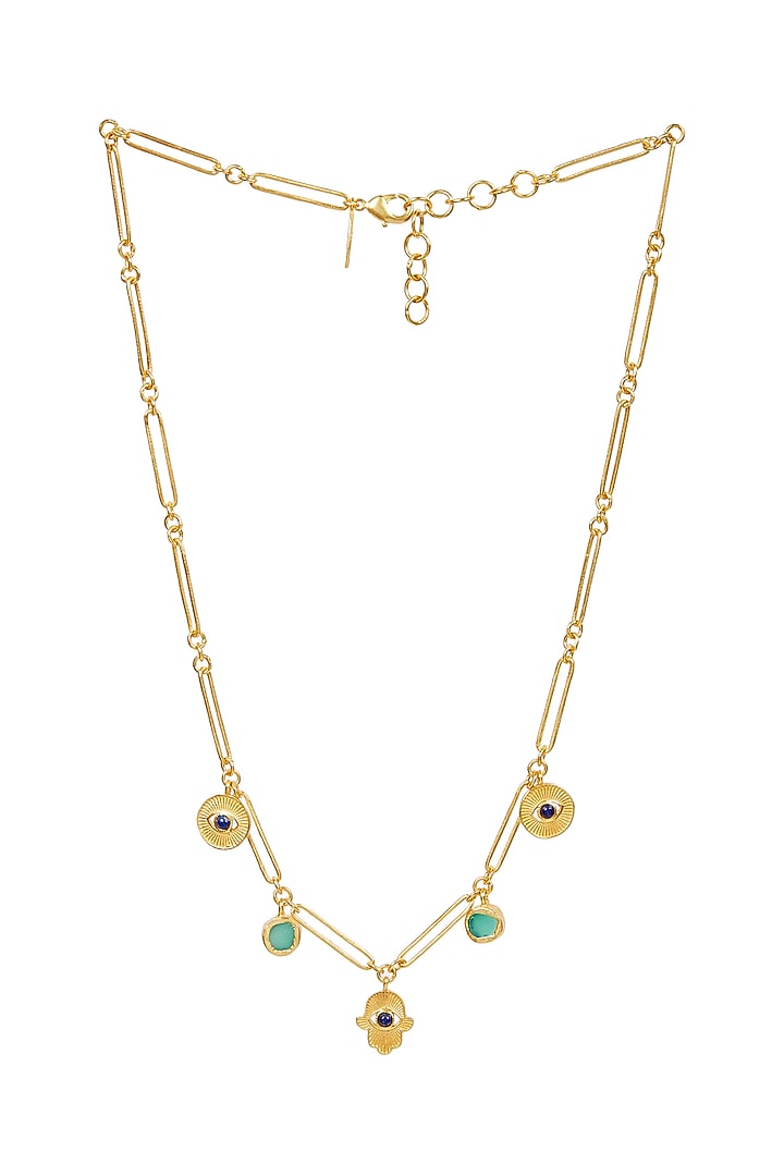 Golden Evil Eye Necklace With Bracelet In Gift Box by Zariin at Pernia's Pop Up Shop