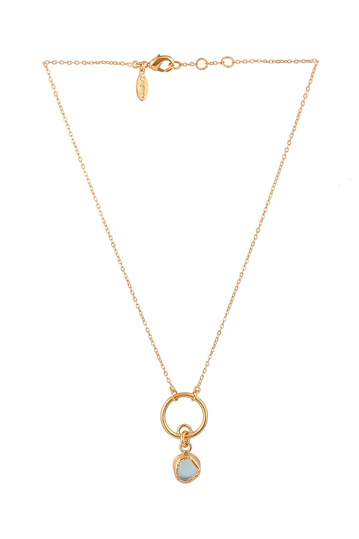 Gold Finish Green Stone Necklace Set In Gift Box by Zariin at Pernia's Pop Up Shop