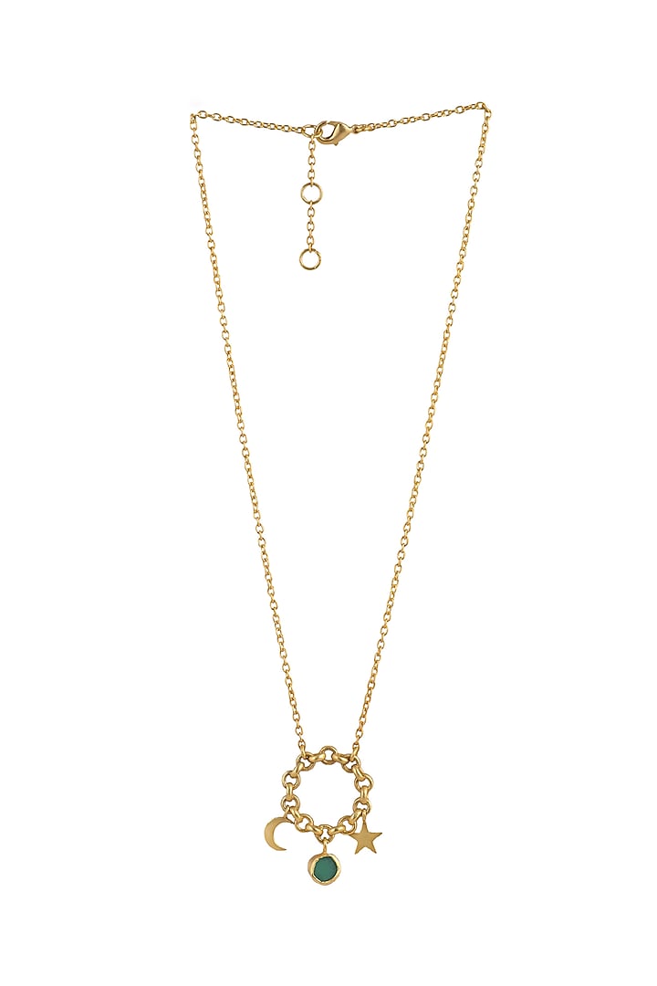 Gold Plated Moon Motifs Necklace Set In Gift Box by Zariin at Pernia's Pop Up Shop