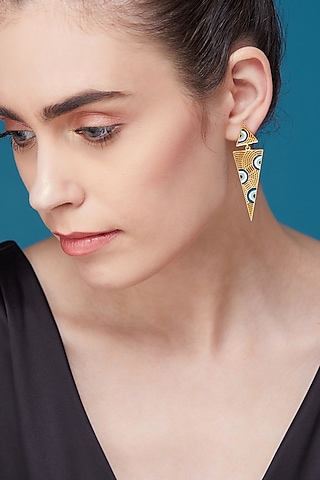 Gold Plated Evil Eye Ring With Earrings In Gift Box by Zariin