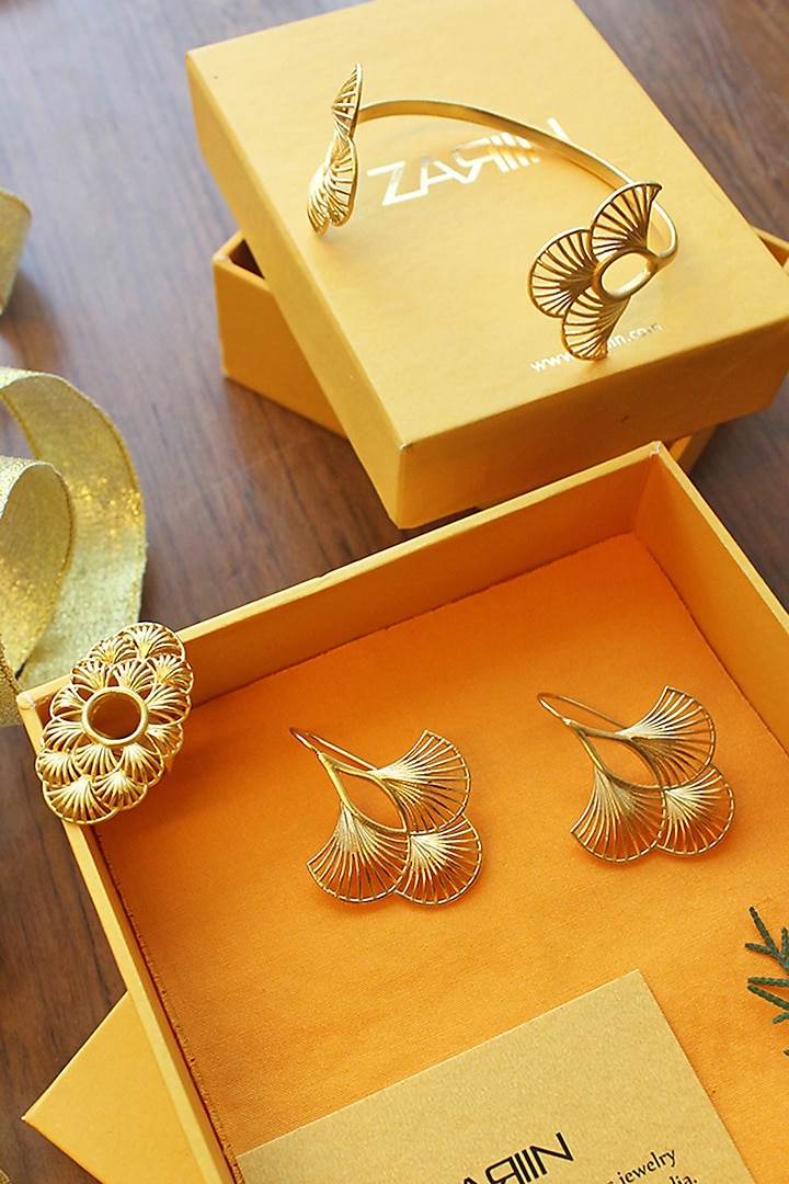 Gold Plated Jewellery (Set of 3) In Gift Box by Zariin