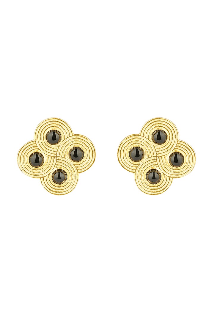Gold Plated Black Onyx Stud Earrings by Zariin at Pernia's Pop Up Shop