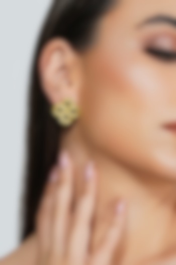 Gold Plated Black Onyx Stud Earrings by Zariin at Pernia's Pop Up Shop