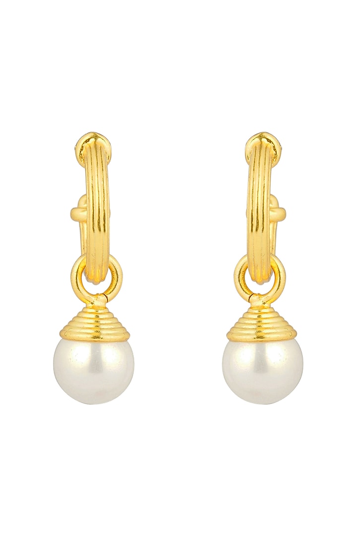Gold Plated Freshwater Pearl Dangler Earrings by Zariin at Pernia's Pop Up Shop
