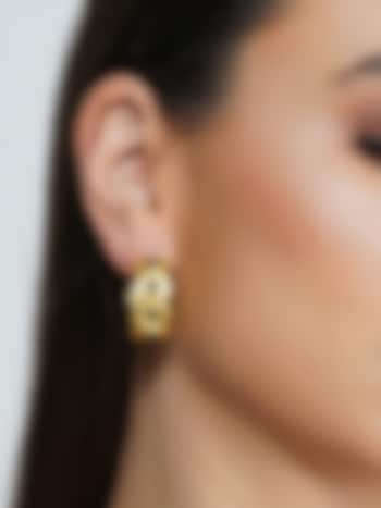 Gold Plated Black Onyx Hoop Earrings by Zariin at Pernia's Pop Up Shop