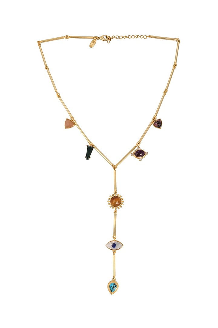 Gold Plated Necklace With Multiple Stones by Zariin at Pernia's Pop Up Shop